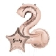 Large Rose Gold Shape Balloon No 3 (3 Balloons Gift Boxed)