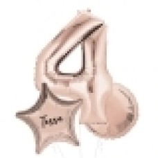 Large Rose Gold Shape Balloon No 5 (3 Balloons Gift Boxed)