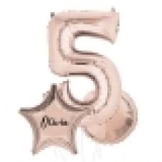 Large Rose Gold Shape Balloon No 6 (3 Balloons Gift Boxed)