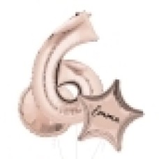 Large Rose Gold Shape Balloon No 7 (4 Balloons Gift Boxed)