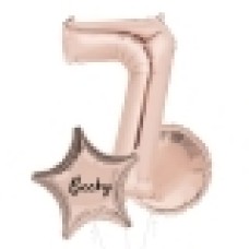 Large Rose Gold Shape Balloon No 8 (3 Balloons Gift Boxed)