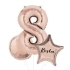Large Rose Gold Shape Balloon No 9 (3 Balloons Gift Boxed)
