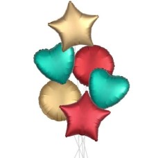 Festive Satin Party Bouquets (2x Bunch of 6 Balloons (12 Balloons))