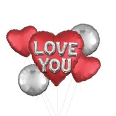 Love You 3D Heart Supershape Balloon (4 Balloons Gift Boxed)