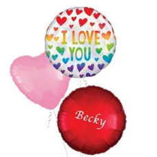 Iridescent Rainbow Hearts Balloon (3 Balloons Gift Boxed)