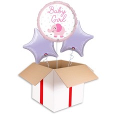 Pink Elephant Baby Girl Balloon (3 Balloons Gift Boxed)