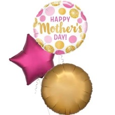Mother's Day Pink & Gold Dots Balloon (3 Balloons Gift Boxed & Gift)