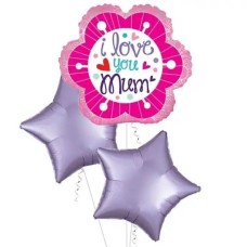 I Love you Mum Flower Balloon (3 Balloons Gift Boxed & Gift)