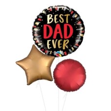 Best Dad Ever Black and Red Balloon (3 Balloons Gift Boxed)