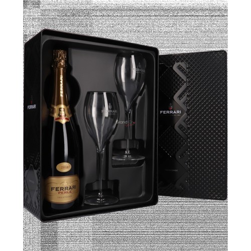 Ferrari Black Tin Giftbox met Ferrari Perle Brut en 2 Ferrari FlÃ»tes
