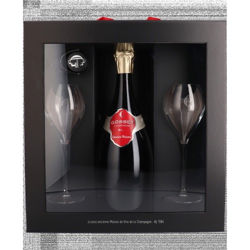 Gosset Giftbox met Champagne Gosset Grande Reserve Brut & 2 Flutes en 1 Stopper