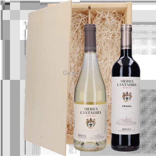 Cadeaupakket Sierra Cantabria Blanco en Crianza Rioja in Luxe Schuifkist