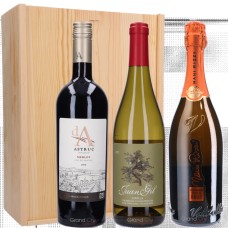 Grandcru wijn-cadeau 3 flessen in schuifkist