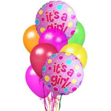 It's A Girl Balloon Bouquet (3 Mylar & 4 Latex Balloons to Theme)