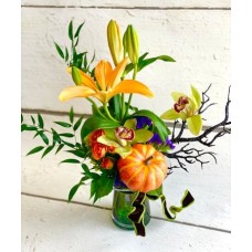 Gourds & Ghouls (Starting At -- Smaller, less blooms, in tall vase)