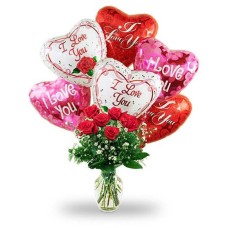 Hello Love Flower & Balloon Package (As Shown (6 Roses & 6 Balloons))