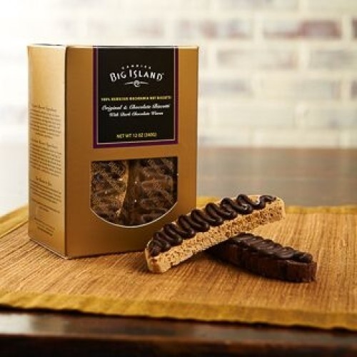 Macadamia Nut Biscotti with Dark Chocolate Waves