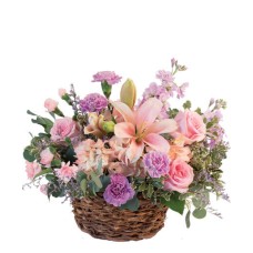 Pretty With Pinks Basket Arrangement (Deluxe)