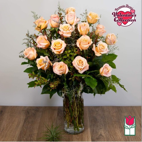 1.5 Dozen Peach Rose Bouquet (Standard)
