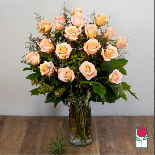 1.5 Dozen Extra Long Stem Peach Rose Bouquet (Standard)