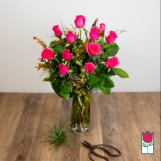 Beretania's Medium Stem Rose Arrangement - Hot Pink (Standard)