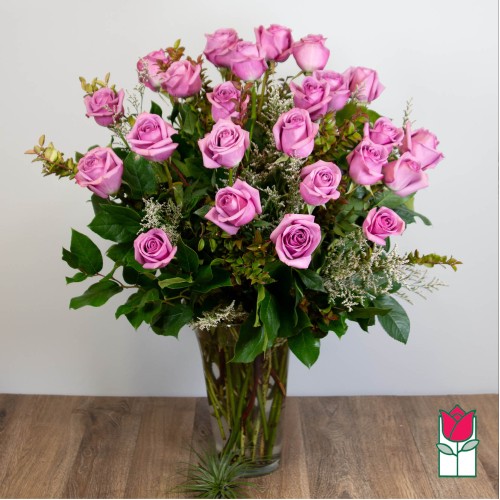 2 Doz. Extra Long Stem Lavender Rose Bouquet [Lavender Hue Varies] (Standard)