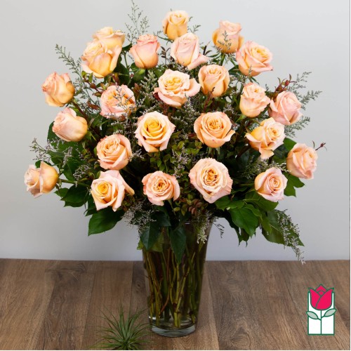 2 Doz. Extra Long Stem Peach Rose Bouquet (Standard)