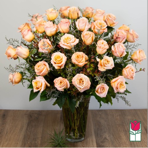 3 Doz. Extra Long Stem Peach Rose Bouquet (Standard)