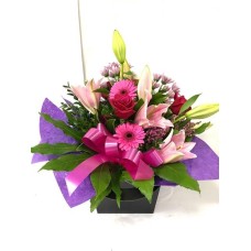 Square Water-Box in Hot & Soft Pink, Red and Purple (Small)