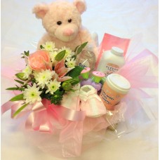 Baby Gift Basket With Goodies For Baby Girl