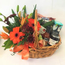Gourmet Gift Basket and Flowers (Regular)