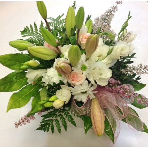 Boxed Bouquet of Pink and White Small Flowers