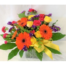 Vibrant Happy Mix in Glass Vase