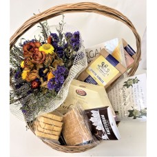 Gourmet Gift Basket With Dried Flowers & Chocolates