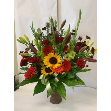 Red and Yellow Arrangement in a Vase