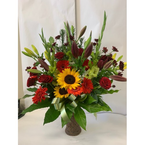 Red and Yellow Arrangement in a Vase