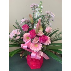 Pink Arrangement in Water Box