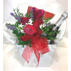 Gift Box with Wine, Chocolates and Flowers