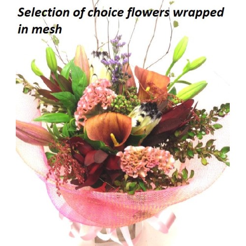Flowers Wrapped in Mesh