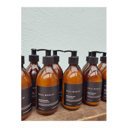 Real World Body Lotion 300ML Amber Glass Bottle