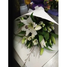 Simply White Lillies and White Alstrameria