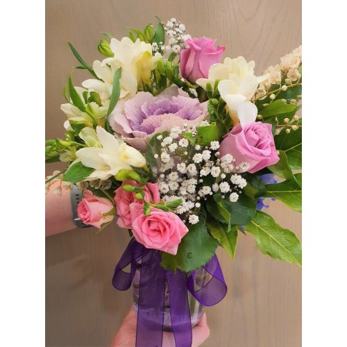 Garden Style Posy in Vintage Vase (Modest)