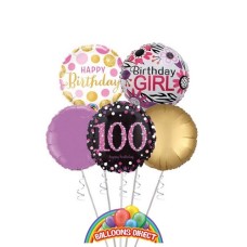 Ladies 100th Birthday Balloon Bouquet (3 Balloon Bouquet)