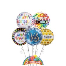 Gents 16th Birthday Balloon Bouquet (3 Balloon Bouquet)