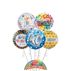 Gents 40th Birthday Balloon Bouquet (3 Balloon Bouquet)