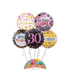 Ladies 30th Birthday Balloon Bouquet (3 Balloon Bouquet)