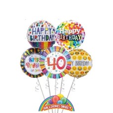 Generic 40th Birthday Balloon Bouquet (3 Balloon Bouquet)