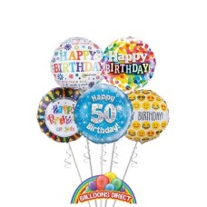 Gents 50th Birthday Balloon Bouquet (3 Balloon Bouquet)