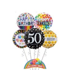 Generic 50th Birthday Balloon Bouquet (3 Balloon Bouquet)