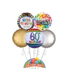 Gents 60th Birthday Balloon Bouquet (5 Balloon Bouquet)